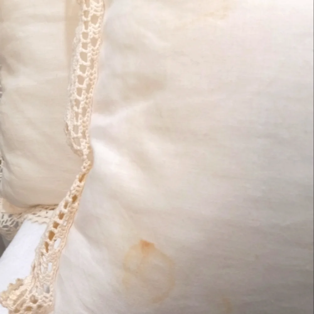 Two Crocheted Off White Pillows 16
